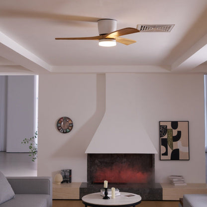 42-Inch Wooden Blade Ceiling Fan with Dimmable LED Light, Ultra-Quiet DC Motor for Bedrooms, Reversible Airflow, Three Color Temperatures, M