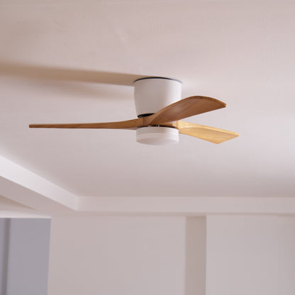Wood Blade Ceiling Fan with Integrated LED Light and Remote Control for Bedroom Living Room Quiet DC Motor Airflow Year-Round Comfort Scandi