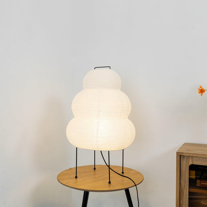 Handcrafted Paper Shade Accent Lamp 10 in Wide Warm Glow LED Bedside Nightlight for Bedroom Office Desktop Reading Nook Minimalist Japanese