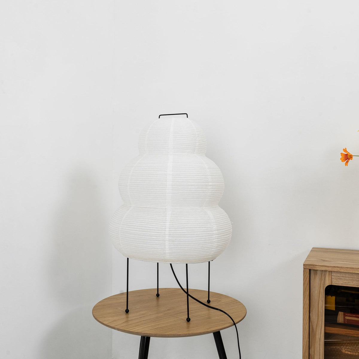 Handcrafted Paper Shade Accent Lamp 10 in Wide Warm Glow LED Bedside Nightlight for Bedroom Office Desktop Reading Nook Minimalist Japanese