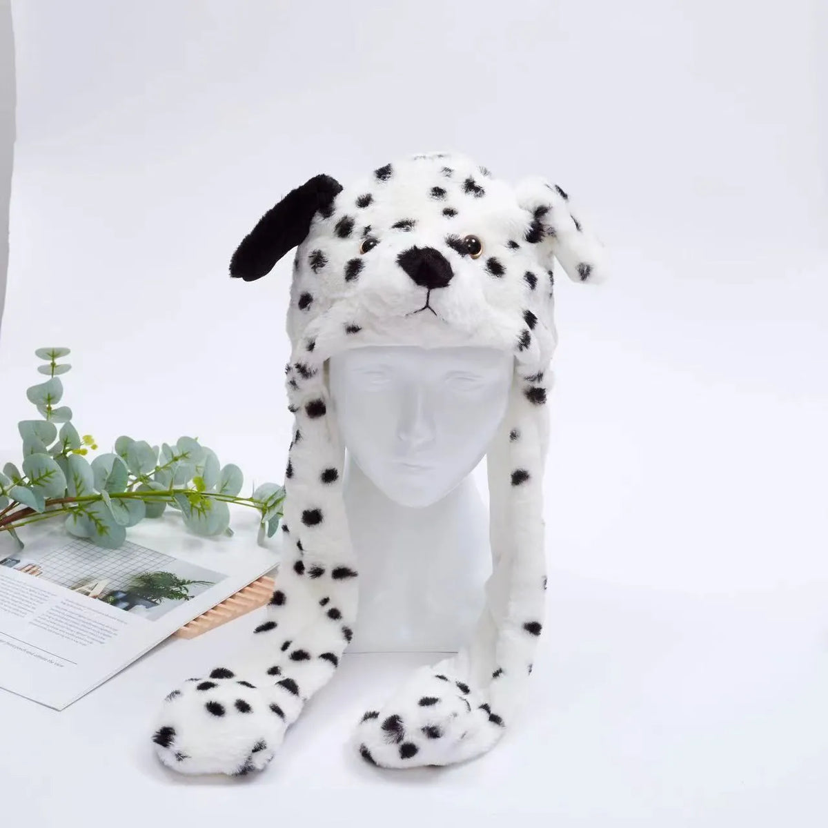 Plush Hat with Pop-Up Ears for Kids & Adults – Interactive Cosplay Beanie with Squeeze Paws | Fun Winter Accessory for Parties, Christmas
