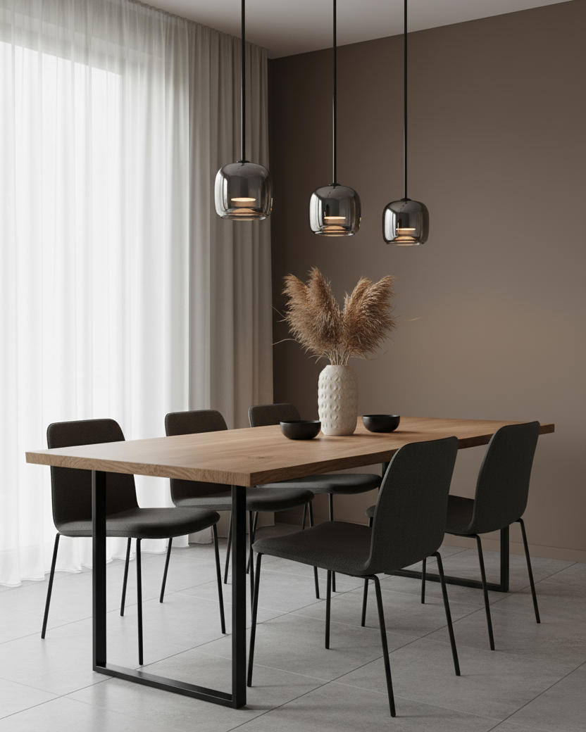 Glass Hanging Lamp 6.3 Inch Smoke Gray LED for Kitchen Island Dining Area Ceiling Mount Modern Minimalist Interior Lighting