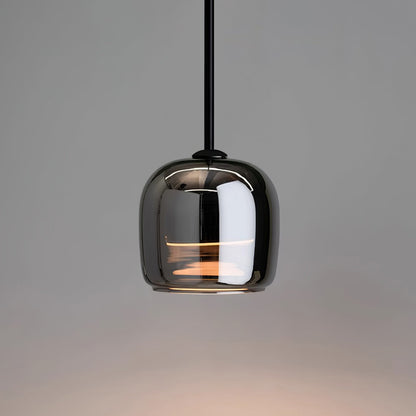 Glass Hanging Lamp 6.3 Inch Smoke Gray LED for Kitchen Island Dining Area Ceiling Mount Modern Minimalist Interior Lighting