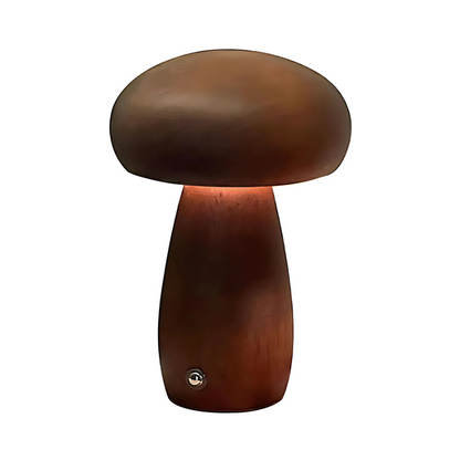 Mushroom Table Lamp Cordless Dimmable LED Touch Night Light Solid Wood Bedside Desk Lamp for Bedroom Nursery Kids Room Living Room Reading