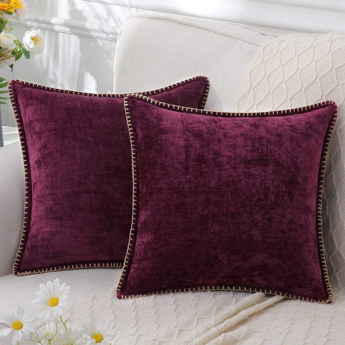 Housse de coussin décorative en chenille, taie d'oreiller pour canapé, housse de coussin pour chambre et salon