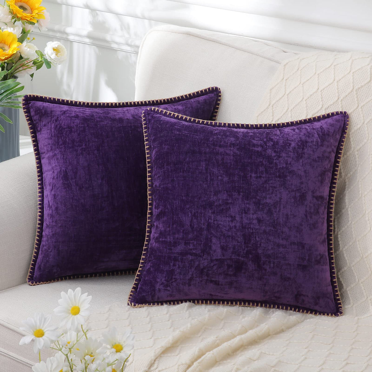 Housse de coussin décorative en chenille, taie d'oreiller pour canapé, housse de coussin pour chambre et salon
