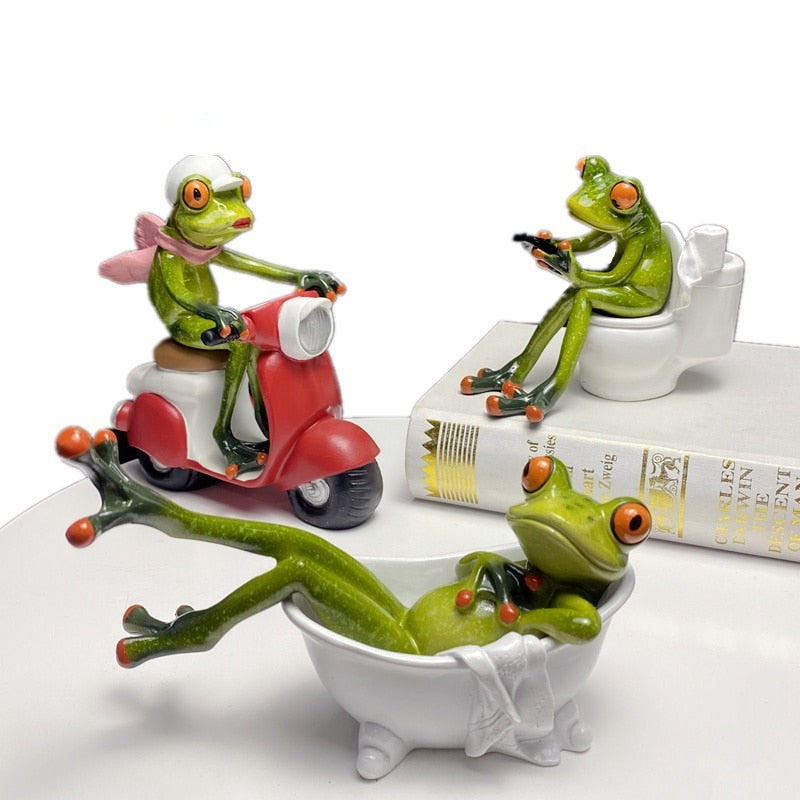 Decorative Resin Frog Sculpture for Home and Office - Unique Design, Durable Material