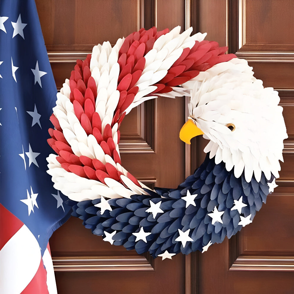 Ortekor Rustic Eagle Wreath | Handcrafted Patriotic Decor with Weather-Resistant Design | Unique Tribute for Veterans