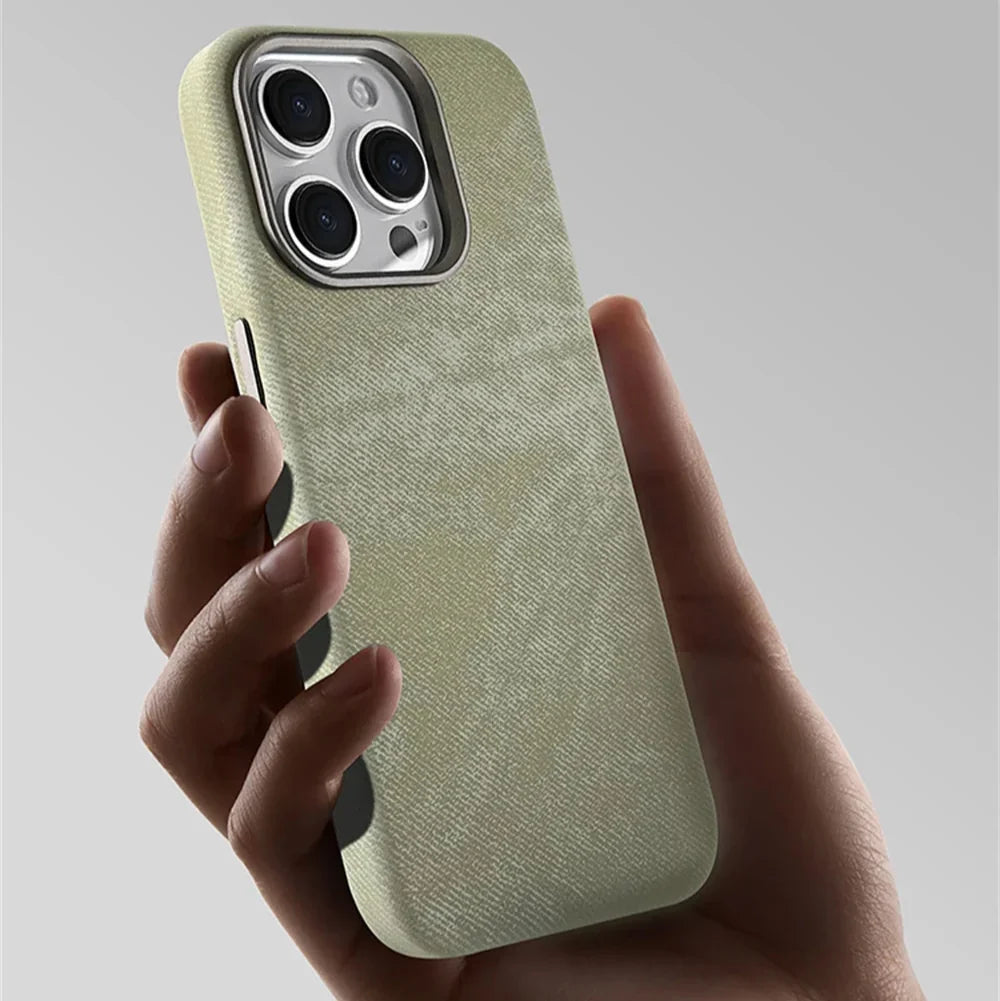 Fabric-Wrapped Phone Case with Wireless Charging for iPhone 13-17 Series – Anti-Fingerprint Protective Cover