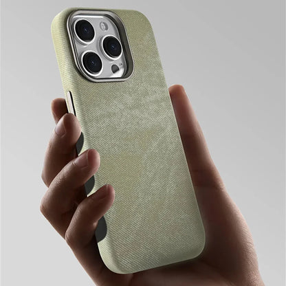 Fabric-Wrapped Phone Case with Wireless Charging for iPhone 13-17 Series – Anti-Fingerprint Protective Cover
