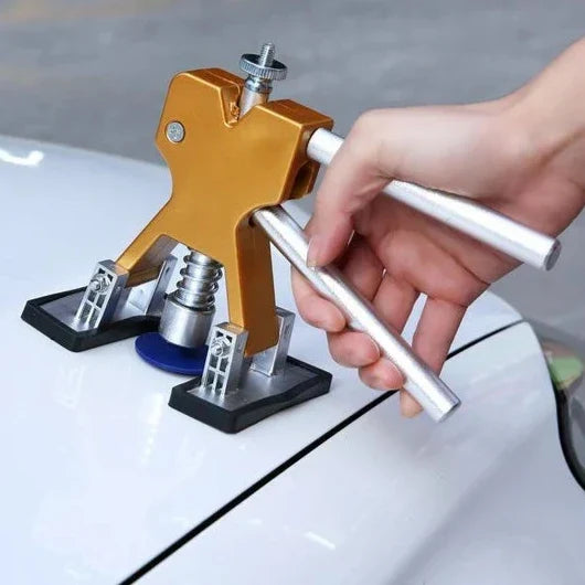 Paintless Dent Removal Kit with Adjustable Bridge Puller & Adhesive Tabs for Automotive Body Repair, Hail Damage & Dings on Metal Surfaces