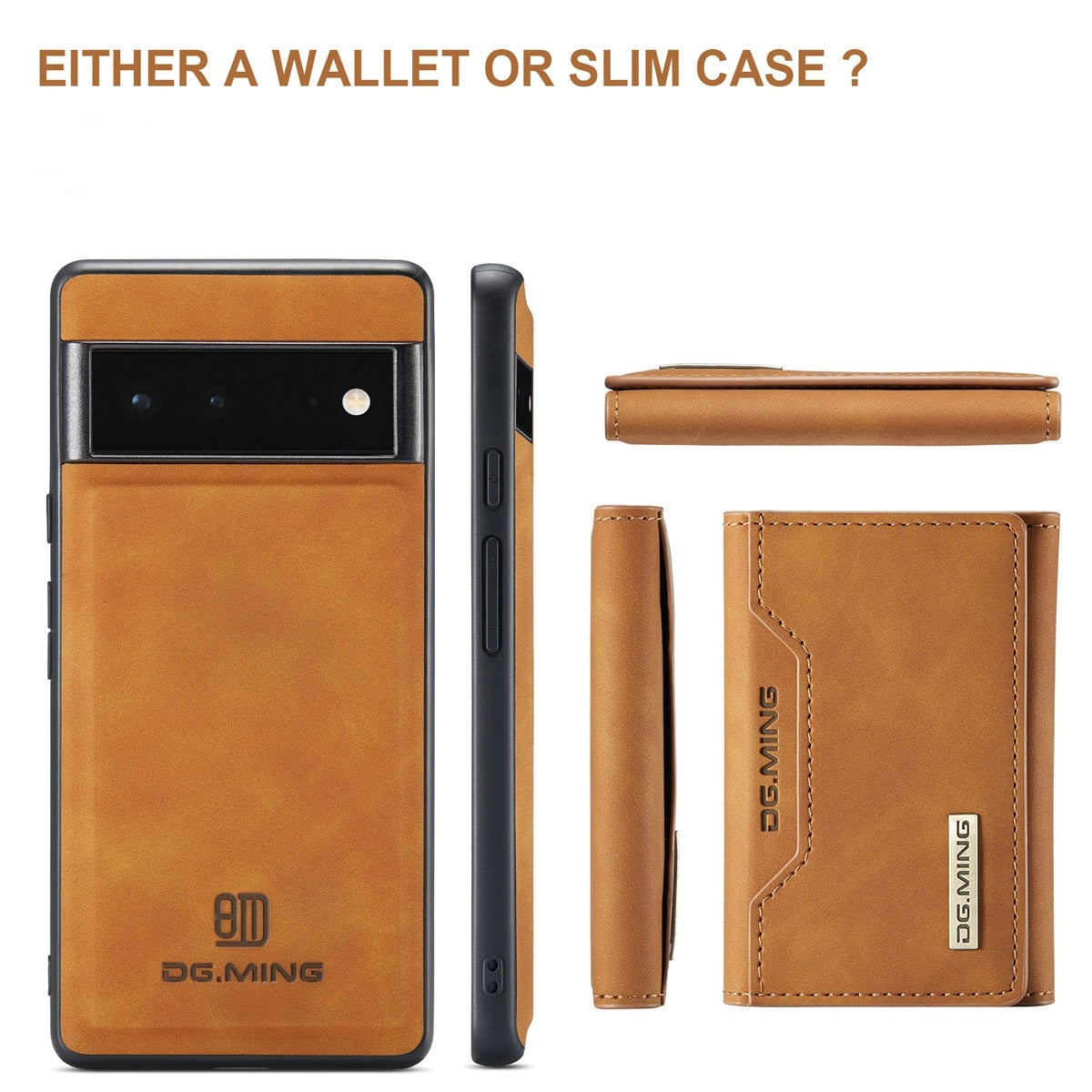 Magnetic Leather Wallet Case for Google Pixel – Detachable Card Holder with Raised Screen Protection & Microfiber Interior