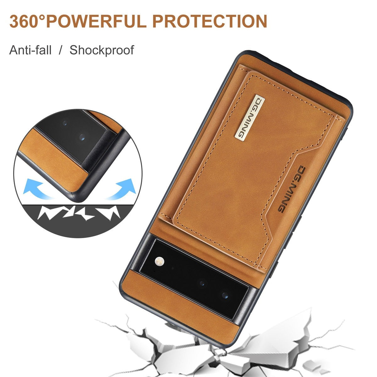 Magnetic Leather Wallet Case for Google Pixel – Detachable Card Holder with Raised Screen Protection & Microfiber Interior