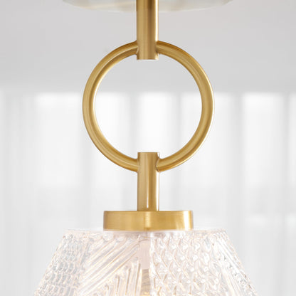 Geometric Glass Pendant Light with Faceted Shade | Polished Metal Hanging Fixture for Kitchen Island Entryway Breakfast Nook Hallway