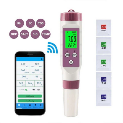 Electronic Water Chemistry Monitor – 7-Parameter Testing System with Smartphone Sync for Swimming Pools & Hot Tubs