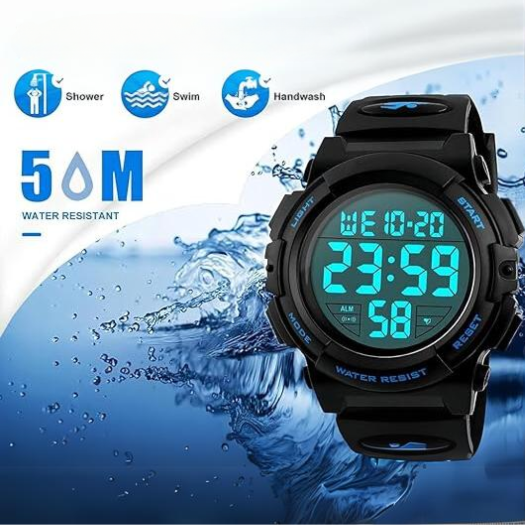 Montre de sport numérique | Conception étanche avec grand écran LED | Durabilité de qualité militaire pour les aventures en plein air