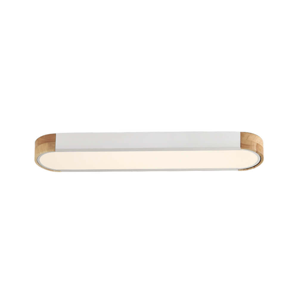 Plafonnier LED ovale fin avec détails en bois | Luminaire encastré à intensité variable pour salon et chambre | Lustre moderne extra-plat | Câblage fixe