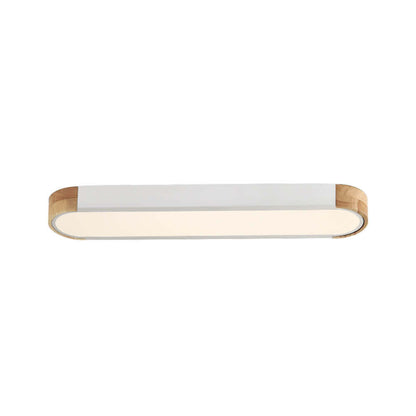 Plafonnier LED ovale fin avec détails en bois | Luminaire encastré à intensité variable pour salon et chambre | Lustre moderne extra-plat | Câblage fixe