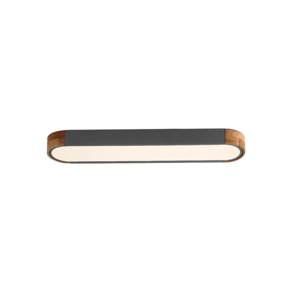 Plafonnier LED ovale fin avec détails en bois | Luminaire encastré à intensité variable pour salon et chambre | Lustre moderne extra-plat | Câblage fixe