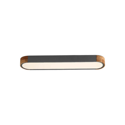 Plafonnier LED ovale fin avec détails en bois | Luminaire encastré à intensité variable pour salon et chambre | Lustre moderne extra-plat | Câblage fixe