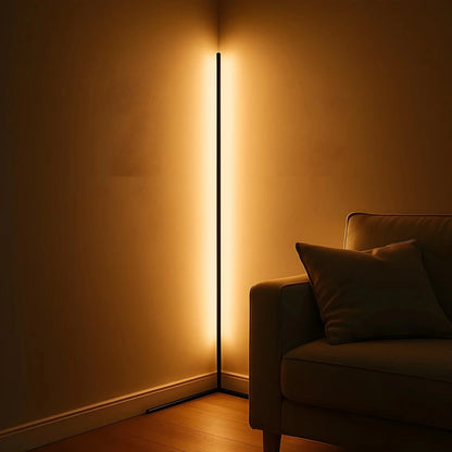 Dimmable LED Corner Floor Lamp with Remote Control Black 56 in Tall | Adjustable Light Temperature for Living Room Bedroom Office | Modern A