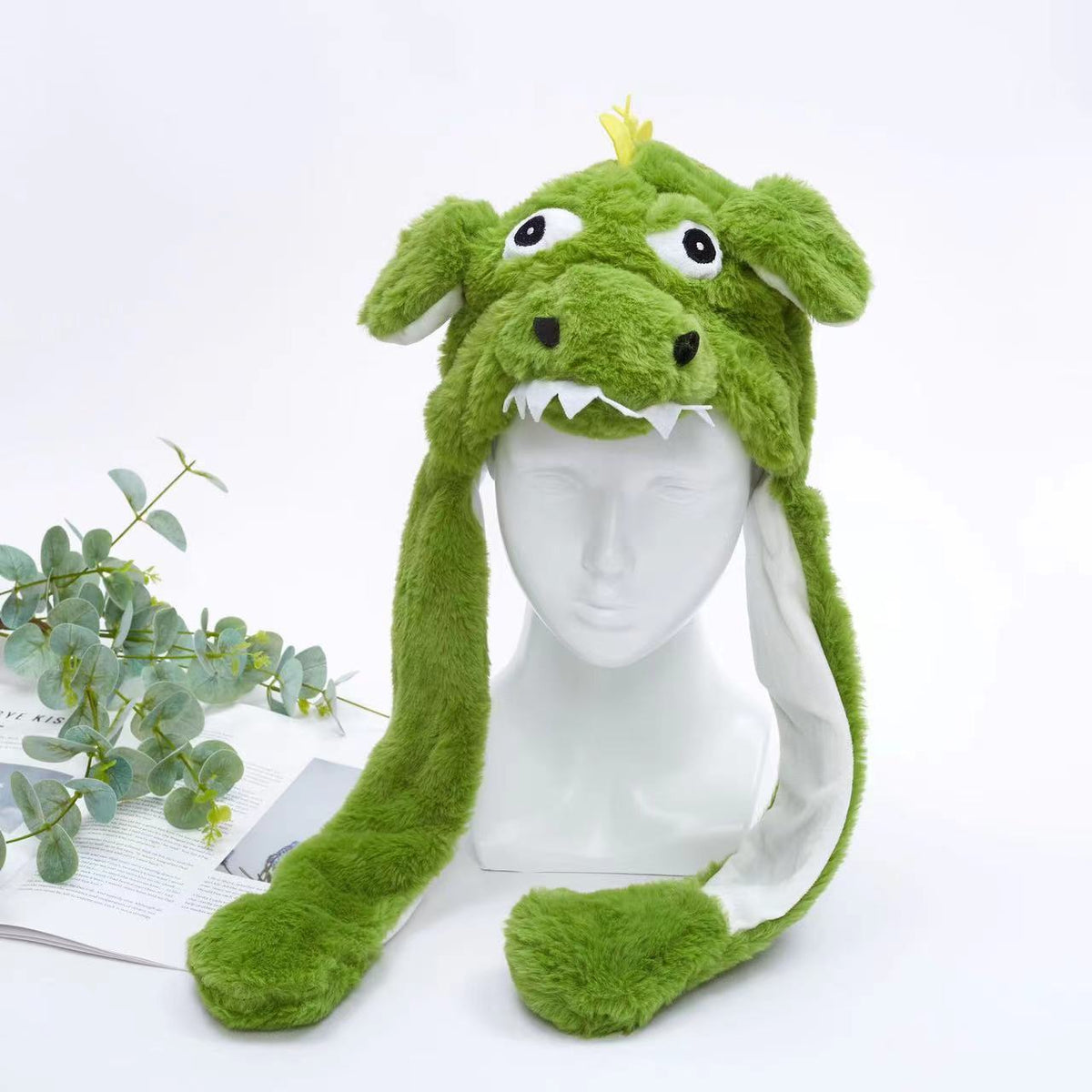 Plush Hat with Pop-Up Ears for Kids & Adults – Interactive Cosplay Beanie with Squeeze Paws | Fun Winter Accessory for Parties, Christmas