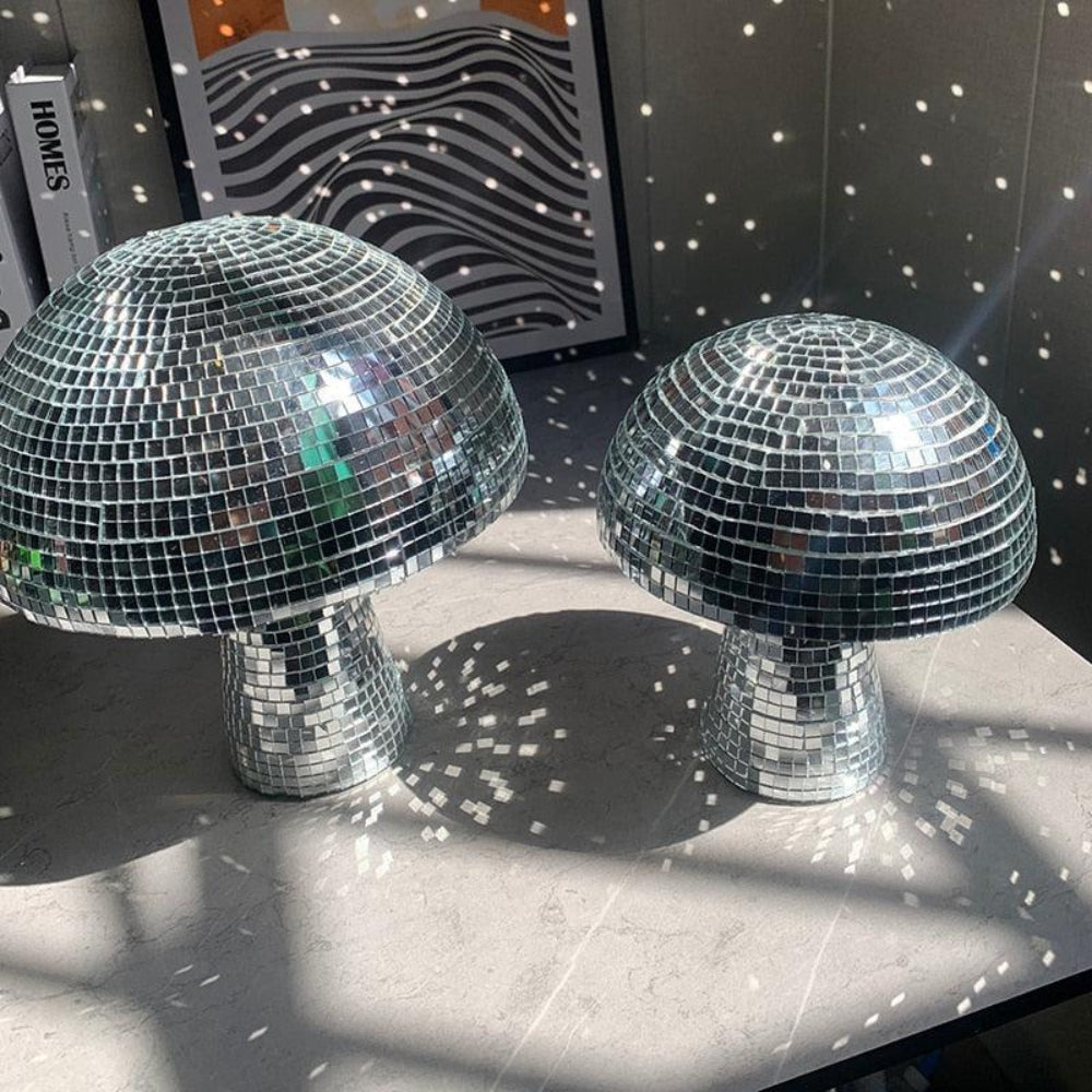Disco Ball Mushroom Lamp Retro LED Reflective Light for Parties Bedrooms Living Rooms Home Decor Tabletop Accent Piece