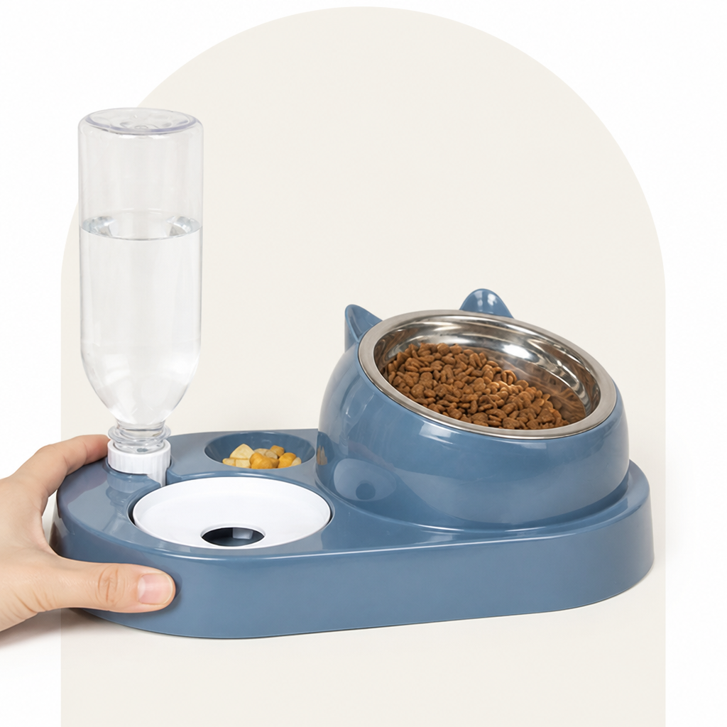Ortekor 2-in-1 Feeder & Waterer Pet Bowl (Partitioned Tank)