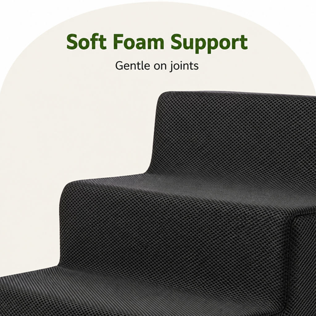 Ortekor 3-Step High-Density Foam Dog Stairs (Removable Washable Cover)
