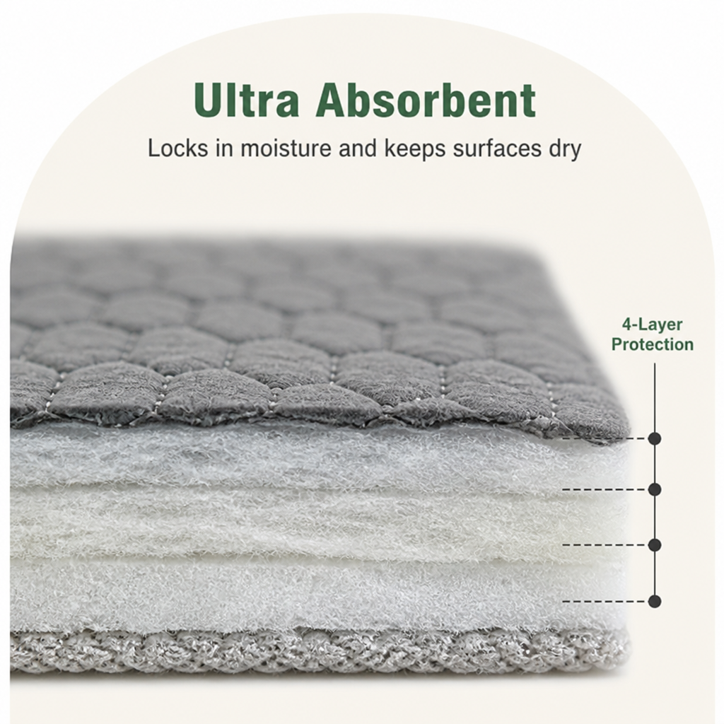 Ortekor 4-Layer Ultra Absorbent Waterproof Non-Slip Pet Mat