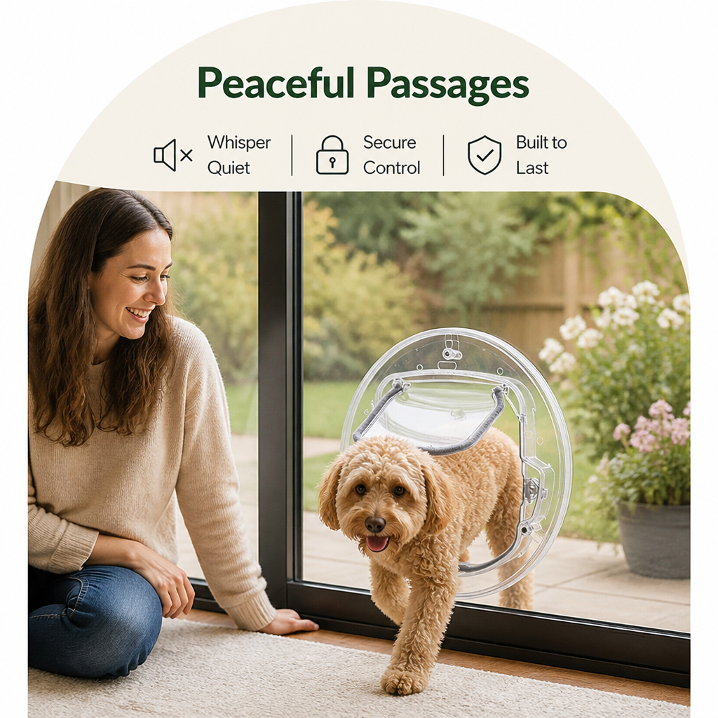 Ortekor 4-Way Locking Noise-Reducing Pet Door (Glass Mount)