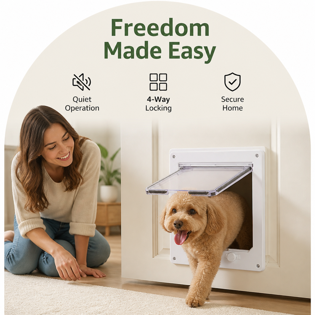 Ortekor 4-Way Locking & Self-Closing Pet Door