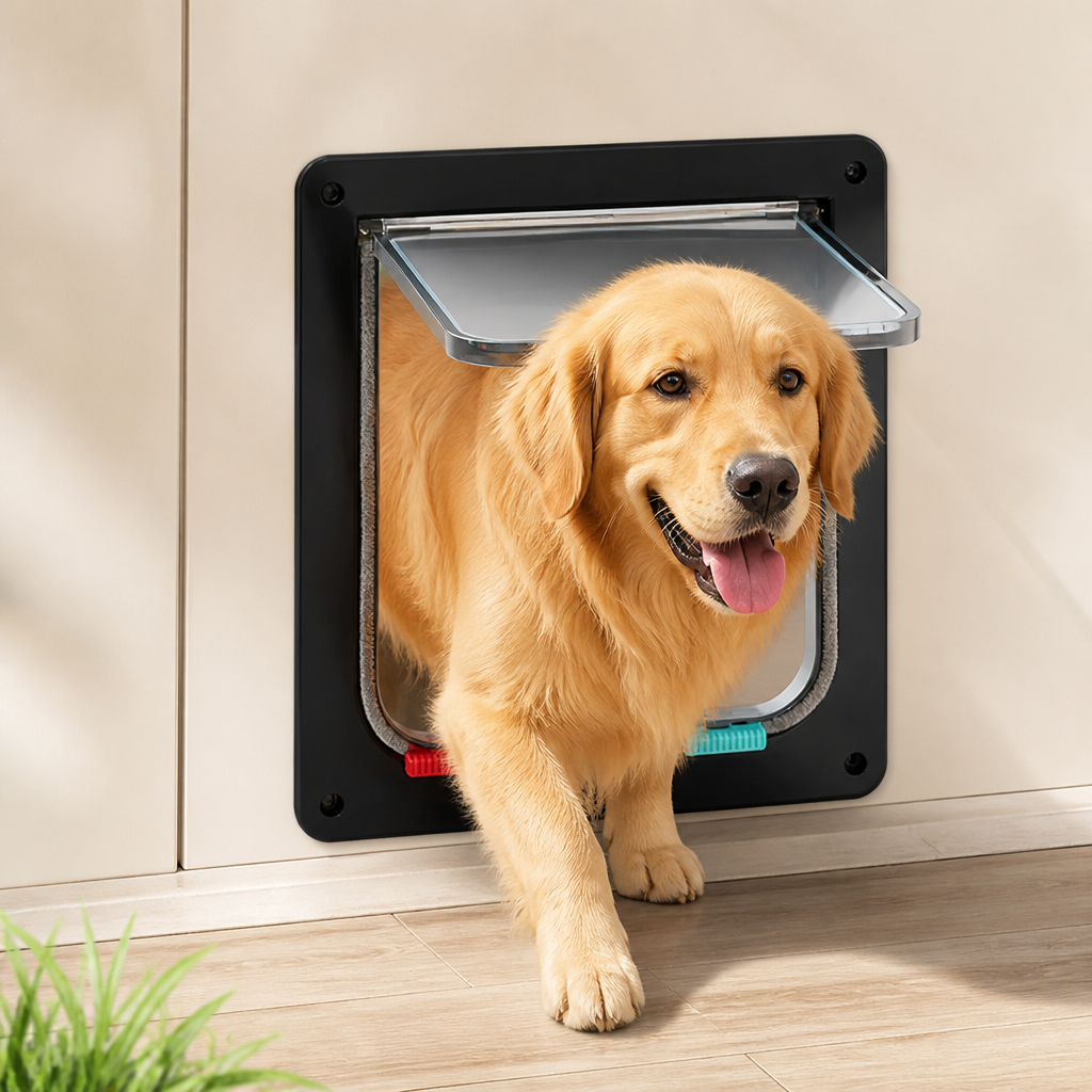 Ortekor 4-Way Security Lock & Transparent Swing Pet Door (Multiple Sizes)