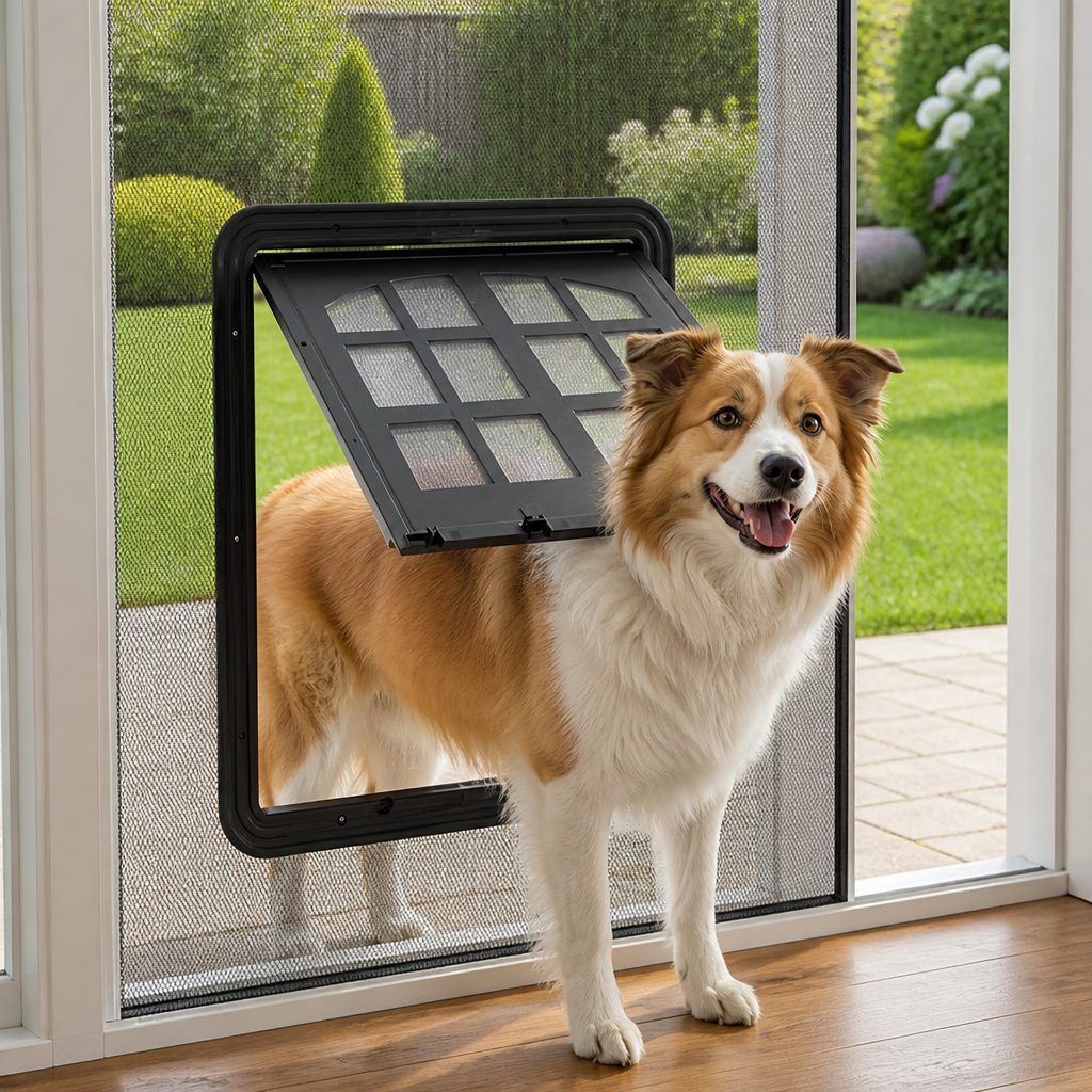 Ortekor 4-Way Self-Closing Dog Screen Door (Fits Screen Doors & Windows)