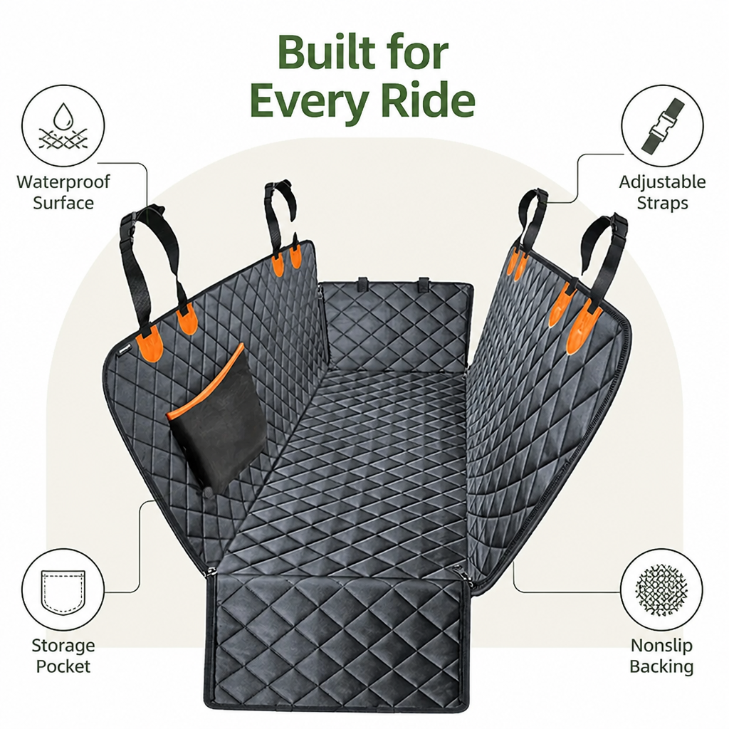 Ortekor 600D Waterproof & Nonslip Car Seat Cover (Hammock Style)