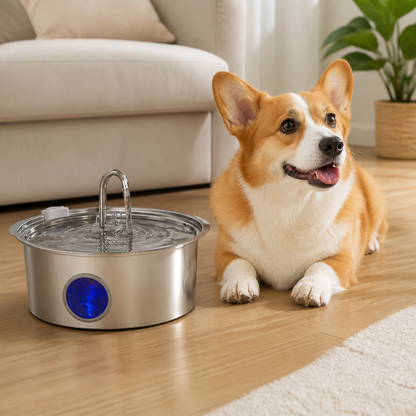 Fontaine à eau pour animaux de compagnie Ortekor 7L en acier inoxydable avec filtre