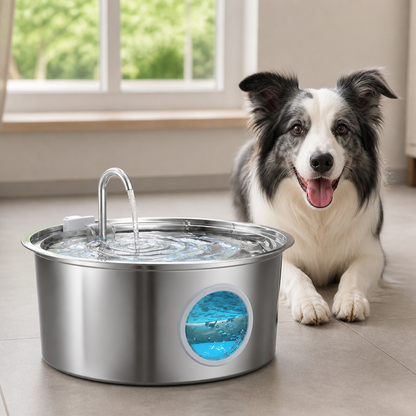 Fontaine à eau pour animaux de compagnie Ortekor 7L en acier inoxydable avec filtre