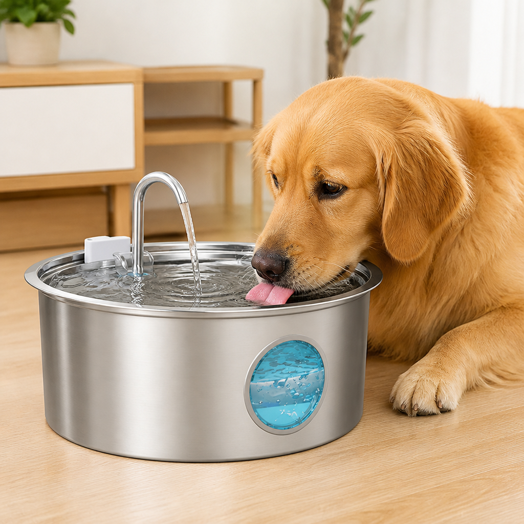 Fontaine à eau pour animaux de compagnie Ortekor 7L en acier inoxydable avec filtre