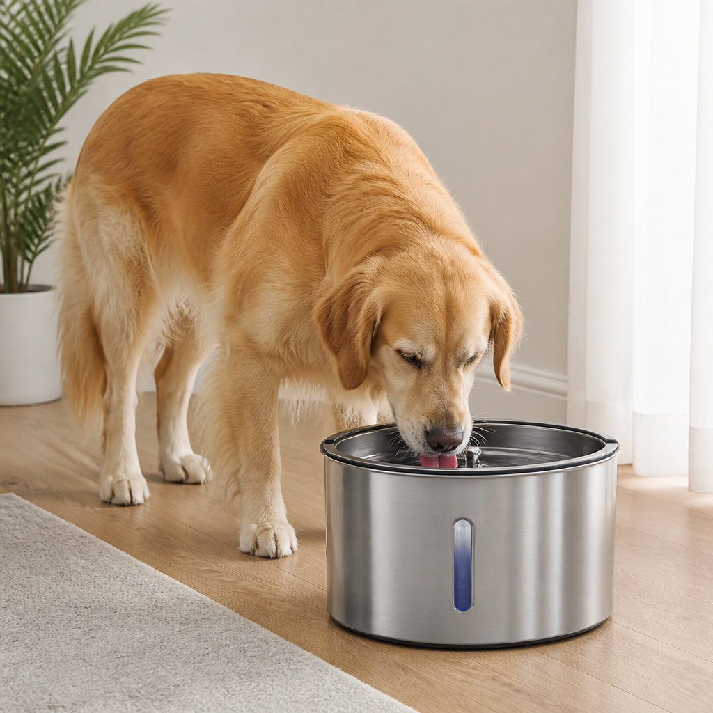 Fontaine à eau pour animaux de compagnie Ortekor 7L en acier inoxydable avec filtre