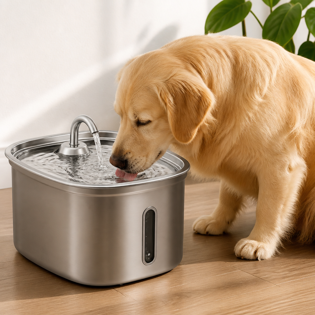 Fontaine à eau pour animaux de compagnie Ortekor 7L en acier inoxydable avec filtre