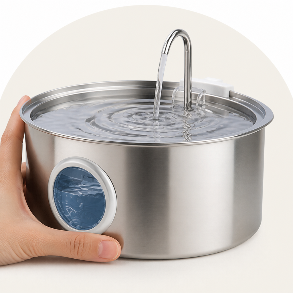 Fontaine à eau pour animaux de compagnie Ortekor 7L en acier inoxydable avec filtre