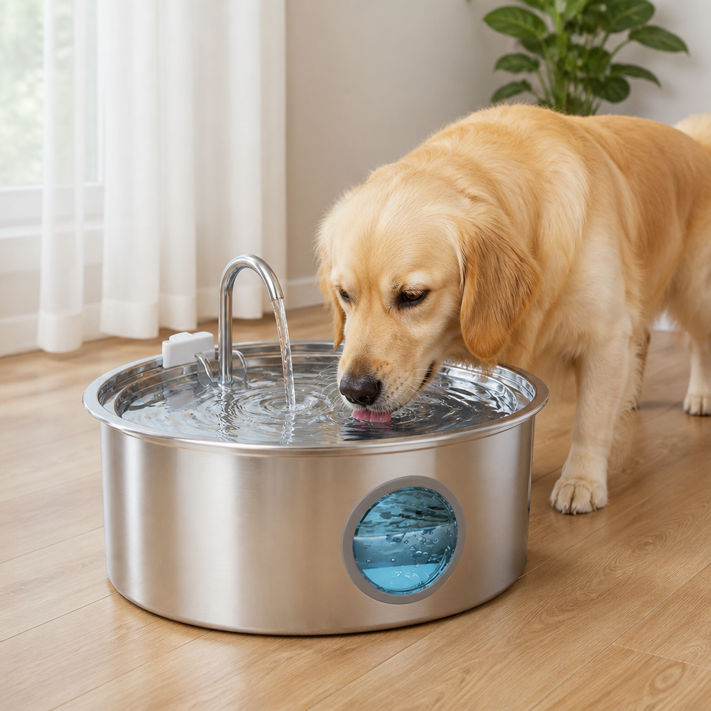 Fontaine à eau pour animaux de compagnie Ortekor 7L en acier inoxydable avec filtre