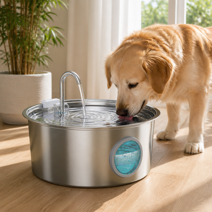 Fontaine à eau pour animaux de compagnie Ortekor 7L en acier inoxydable avec filtre