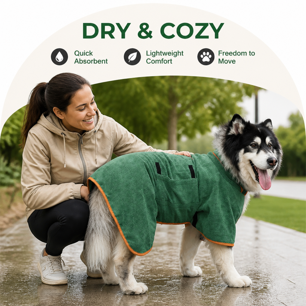 Ortekor Adjustable Absorbent Microfiber Pet Bathrobe