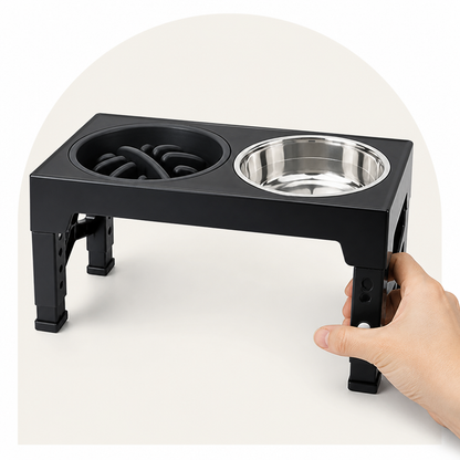 Ortekor Adjustable Elevated Double Stainless Steel Bowl Feeder