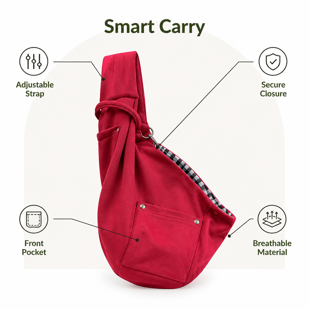 Ortekor Adjustable Hands-Free Pet Sling Carrier (Storage Pocket)