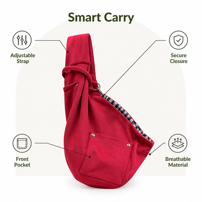 Ortekor Adjustable Hands-Free Pet Sling Carrier (Storage Pocket)