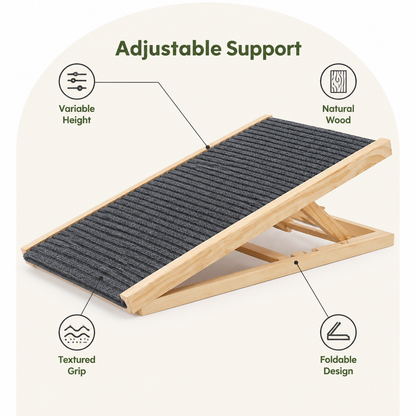Ortekor Adjustable Height Foldable Wood Dog Ramp