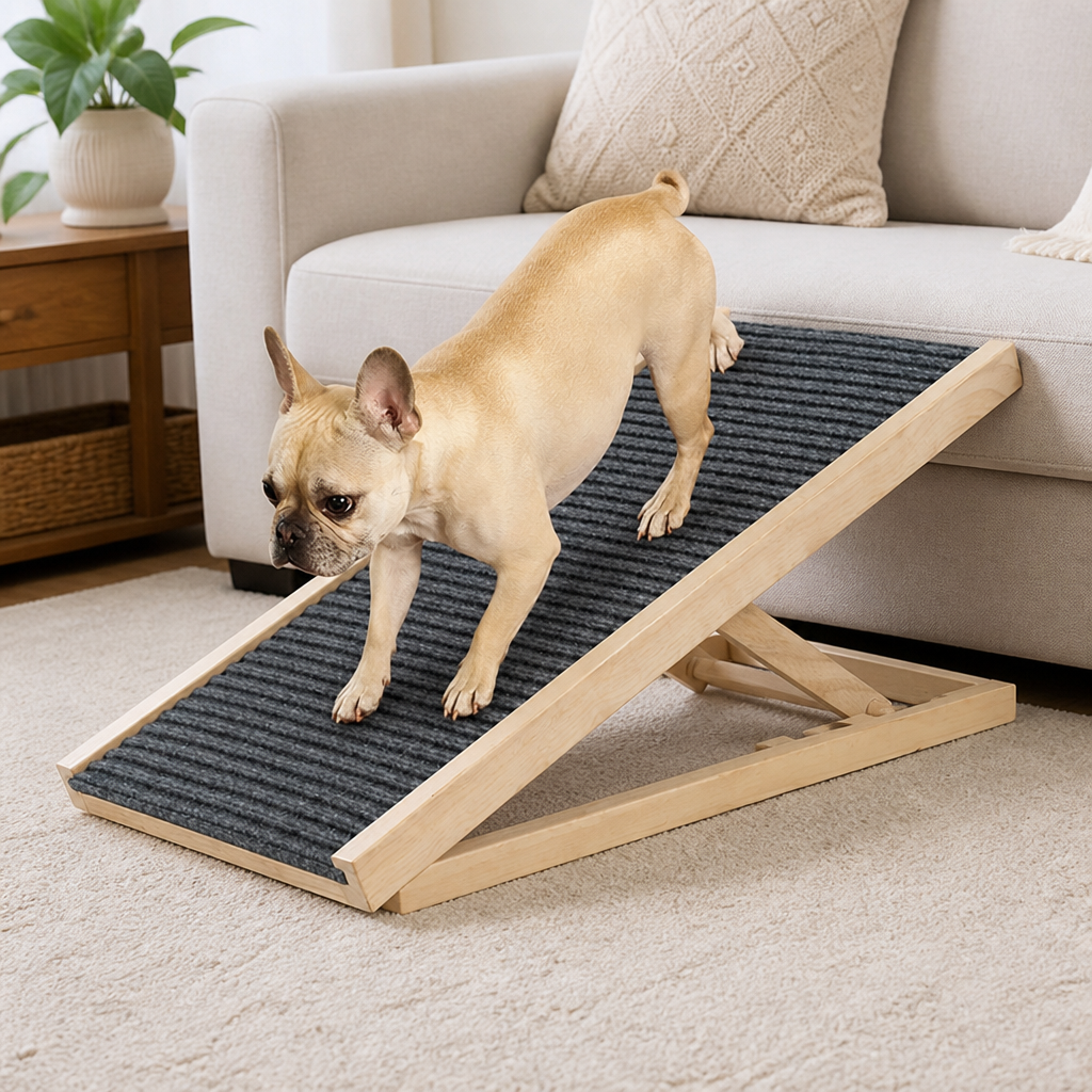 Ortekor Adjustable Height Foldable Wood Dog Ramp