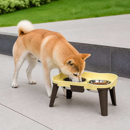 Ortekor Adjustable Height & Non-Slip Elevated Pet Feeder (Stainless Steel Bowls)